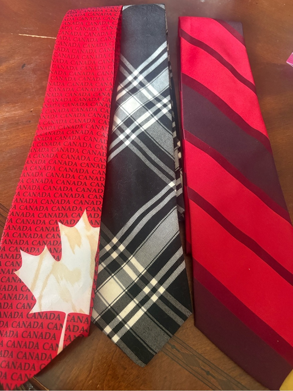 Dior Men's Red, Black and Burgundy Patterned 3 Tie Set 1 Christian Dior